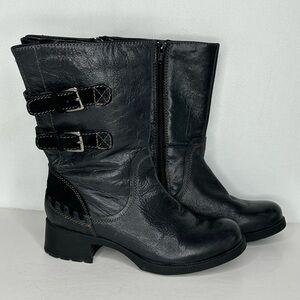 Earth Hemlock Black Leather Mid-Calf Boots Sz 6.5